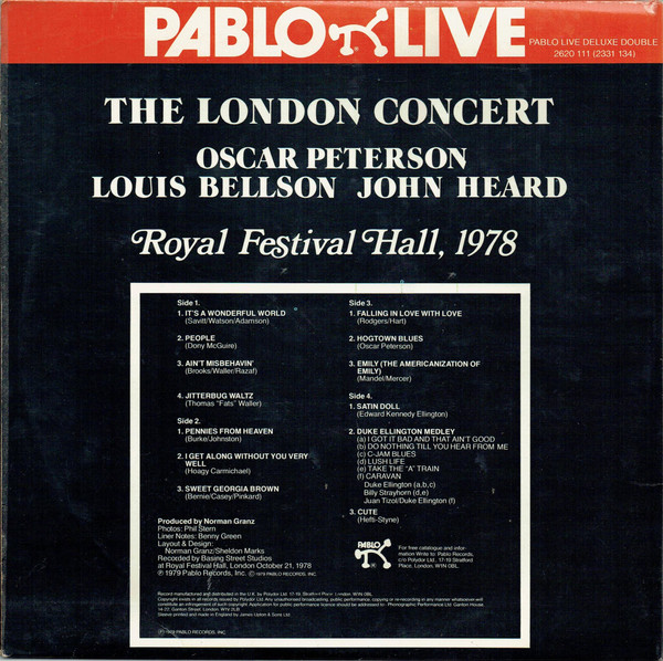 Oscar Peterson , Louis Bellson , John Heard - The London Concert | Pablo Live (2620 111) - 2 Oscar Peterson , Louis Bellson , John Heard - The London Concert | Pablo Live (2620 111) - 2