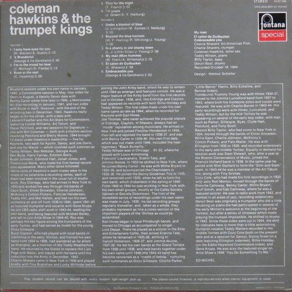 Coleman Hawkins - Coleman Hawkins & The Trumpet Kings | Fontana (6430 096) - 2