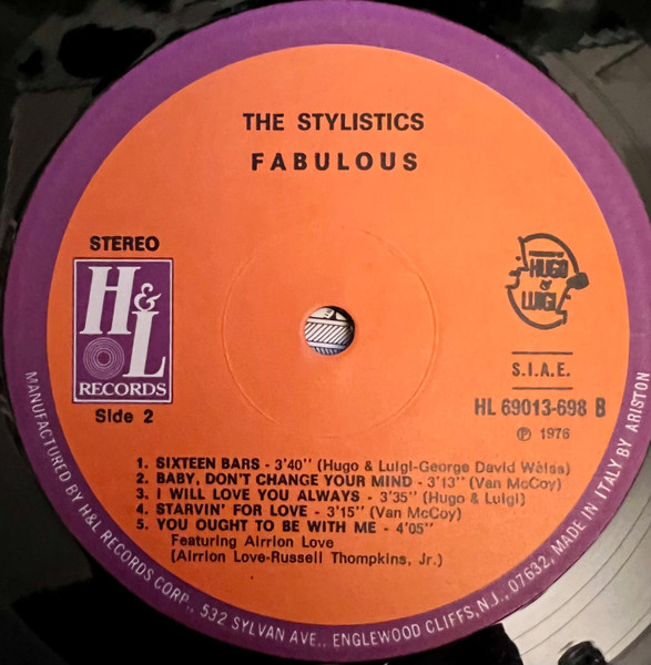 The Stylistics - Fabulous | H & L Records (HL-69013-698) - 3