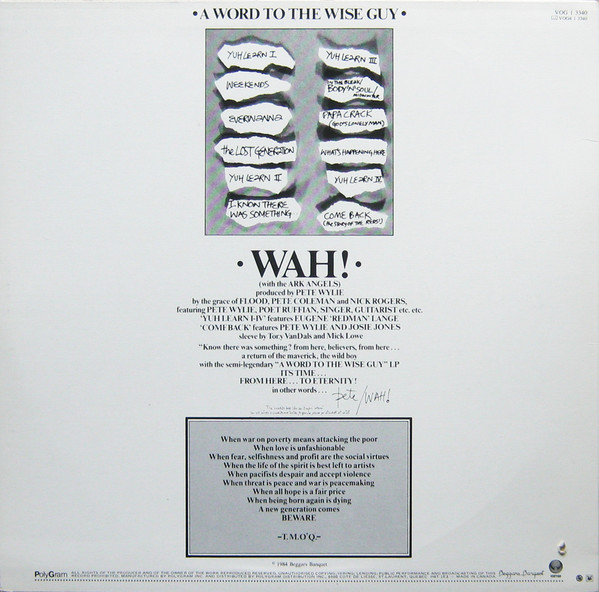 Wah! - A Word To The Wise Guy | Vertigo (VOG-1-3340) - 2