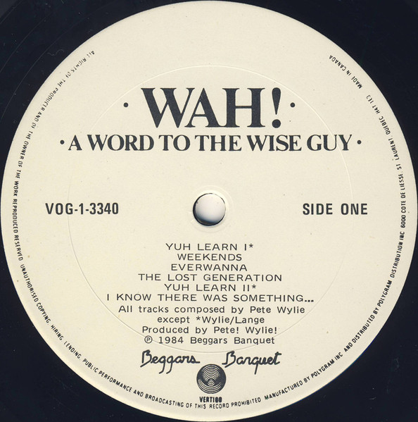 Wah! - A Word To The Wise Guy | Vertigo (VOG-1-3340) - 3