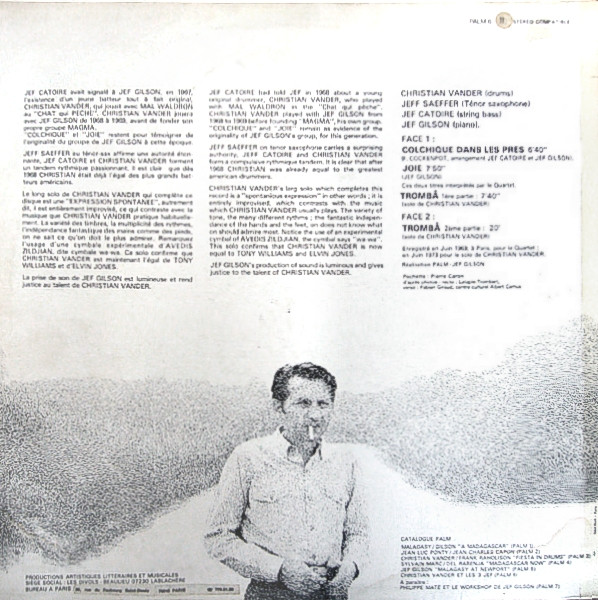 Christian Vander , Jeff Seffer , Jean-François Catoire , Jef Gilson - Christian Vander Et Les 3 Jef | Palm (PALM 6) - 3 Christian Vander , Jeff Seffer , Jean-François Catoire , Jef Gilson - Christian Vander Et Les 3 Jef | Palm (PALM 6) - 3