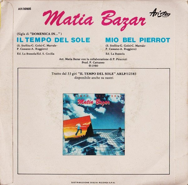 Matia Bazar - Il Tempo Del Sole | Ariston Music (AR/00905) - 2 Matia Bazar - Il Tempo Del Sole | Ariston Music (AR/00905) - 2