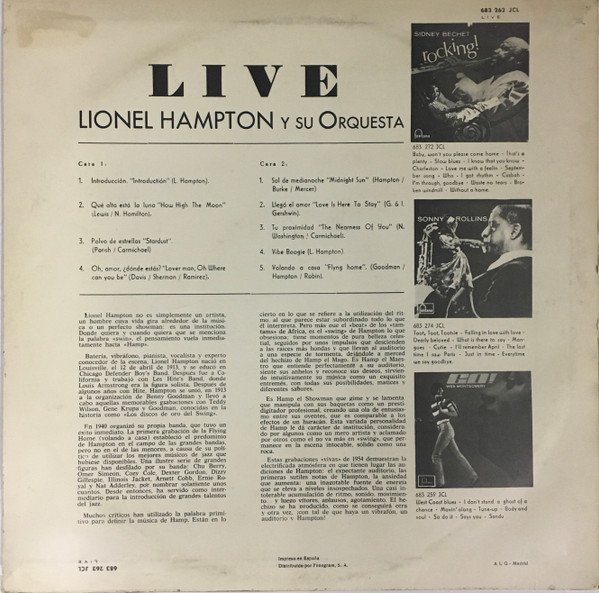 Lionel Hampton - Live! | Fontana (683 262 JCL) - 2 Lionel Hampton - Live! | Fontana (683 262 JCL) - 2