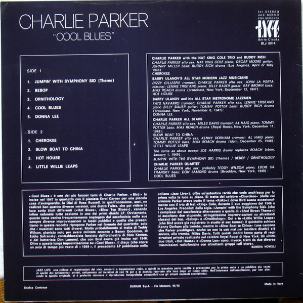 Charlie Parker - Cool Blues | Durium (BLJ 8014) - 2 Charlie Parker - Cool Blues | Durium (BLJ 8014) - 2