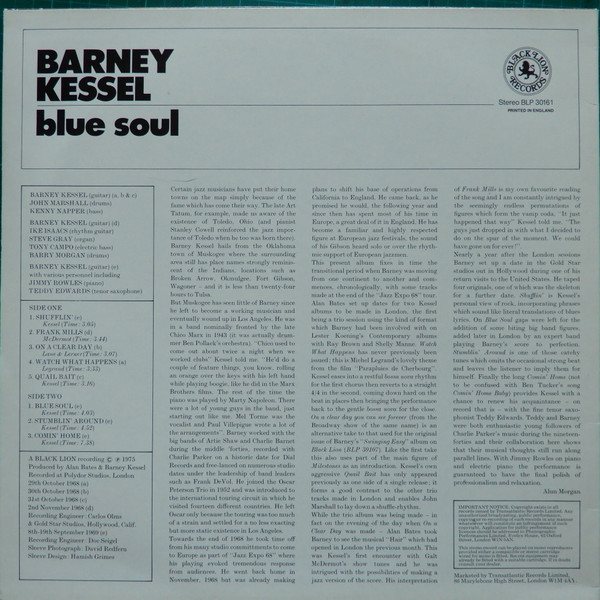 Barney Kessel - Blue Soul | Black Lion Records (BLP 30161) - 2 Barney Kessel - Blue Soul | Black Lion Records (BLP 30161) - 2