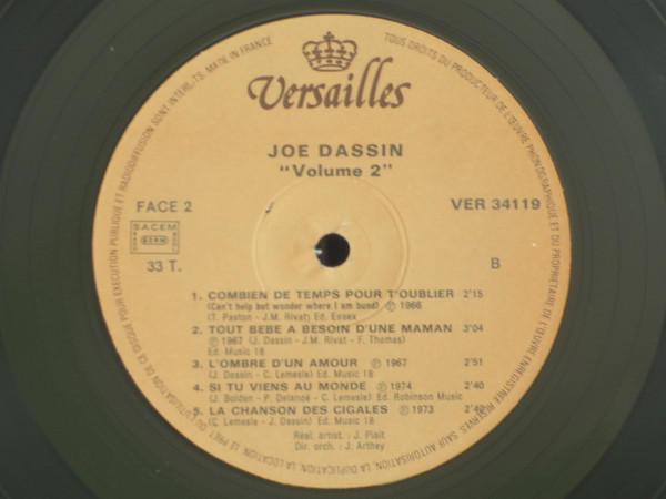 Joe Dassin - Vol. 2 [Vinyl] | Versailles (VER 34119) - 4