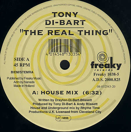Tony Di Bart - The Real Thing | Freaky Records (Freaky 1038-5) - main