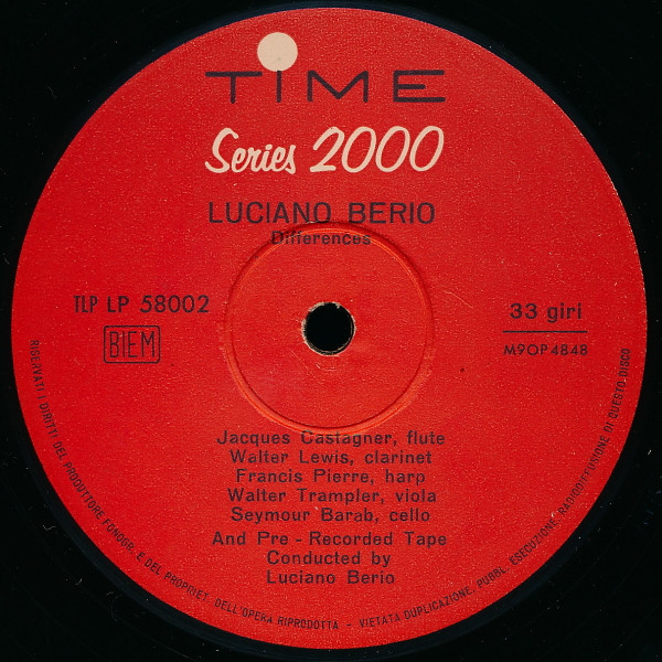 Luigi Nono / Bruno Maderna / Luciano Berio - Polifonica-Monodia-Ritmica  /  Serenata #2  /  Differences | Time Records (TLP LP 58002) - 3