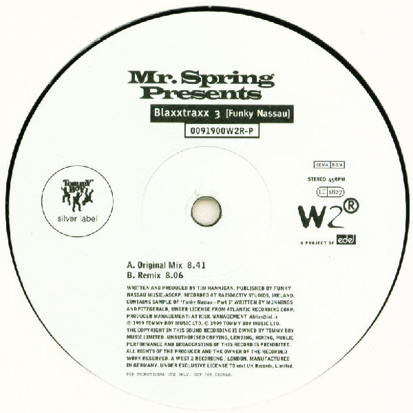 Mr. Spring - Blaxxtraxx 3 (Funky Nassau) | West 2 Recordings (0091900W2R-P)