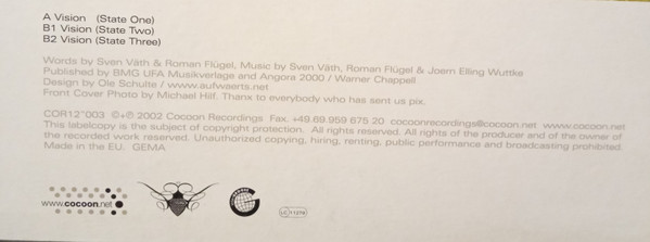Sven Väth - Vision | Cocoon Recordings (COR12"003) - 6 Sven Väth - Vision | Cocoon Recordings (COR12"003) - 6
