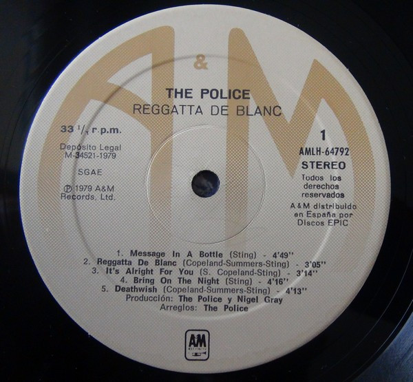 The Police - Reggatta De Blanc | A&M Records (AMLH 64792) - 3
