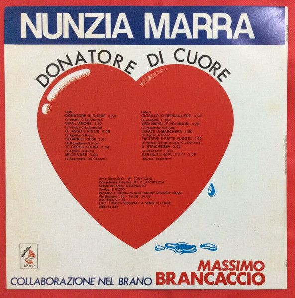 Nunzia Marra - Donatore Di Cuore | Suony Records (LP 017) - 2