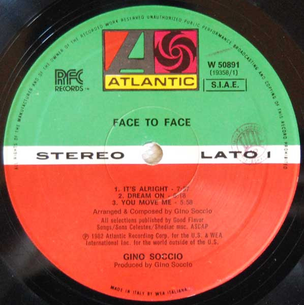 Gino Soccio - Face To Face | Atlantic (W 50891) - 3