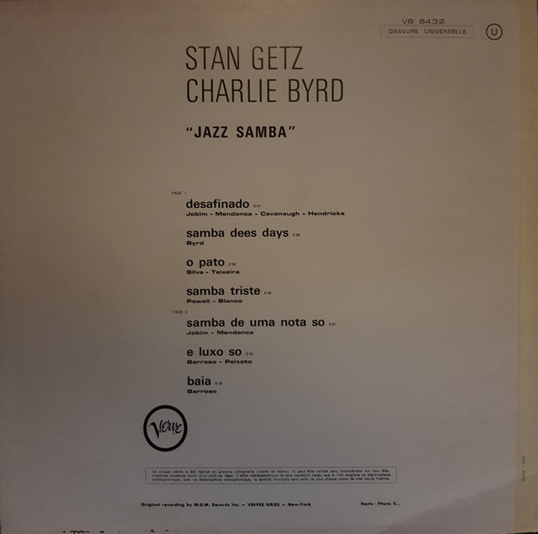 Stan Getz / Charlie Byrd - Jazz Samba | Verve Records (V6-8432) - 2
